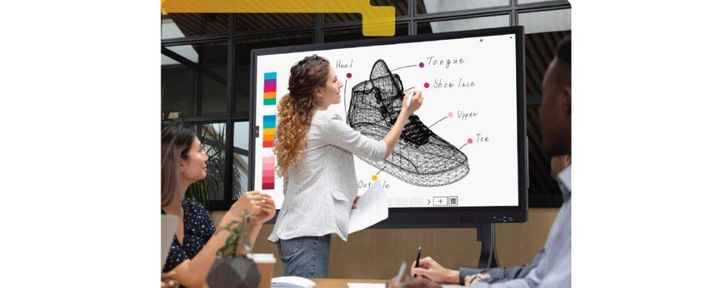 woman at an interactive whiteboard