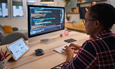 Woman looking at computer