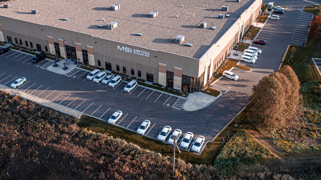 Aerial view of the Metro Sales headquarters building