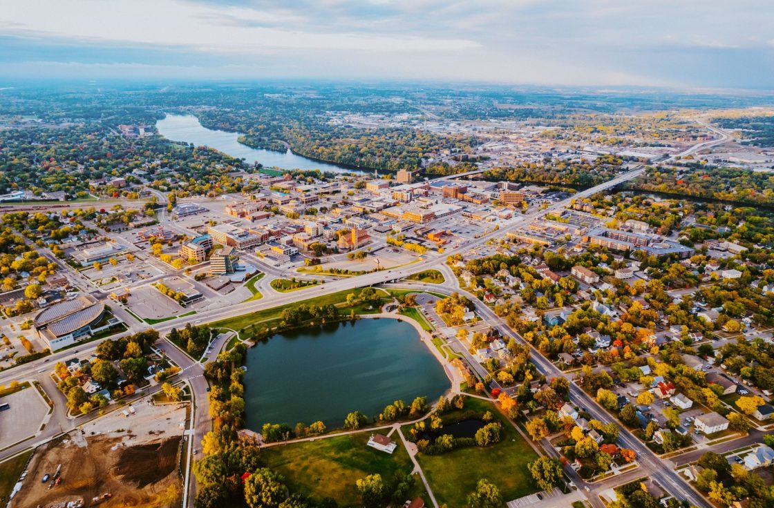 Aerial view of downtown St. Cloud, Minnesota