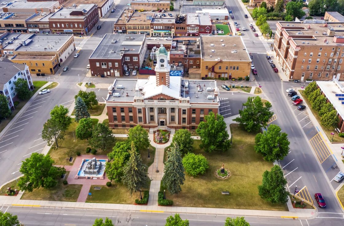 Aerial view of downtown Hibbing, Minnesota