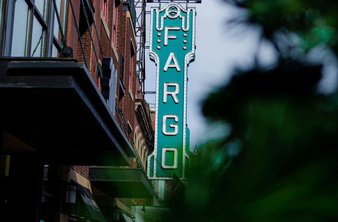 Fargo theatre sign in downtown Fargo, North Dakota