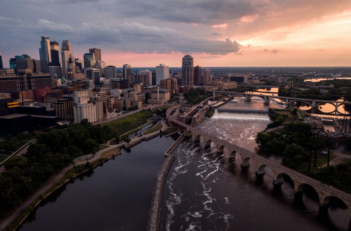 Minneapolis skyline and the Mississippi River