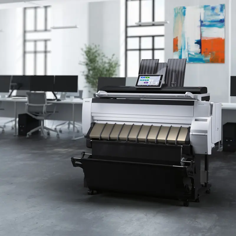 Ricoh IM CW2200 wide-format printer in a modern office